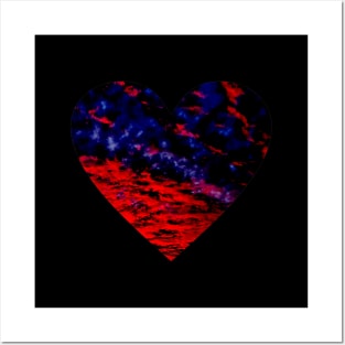 Sky heart - bright red and blue Posters and Art